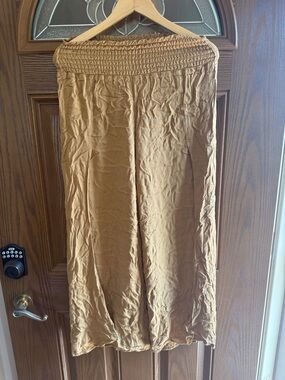 Rewash Brown Smocked Waist Wide Leg Pants